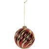Clayre & Eef 6GL5136 Kerstbal Ø 8x8 cm Goudkleurig en Rood