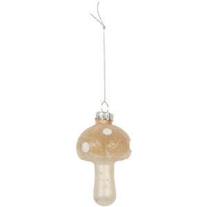 Clayre & Eef 6GL5232 Kerstornament Ø 4x8 cm Beige-Goud