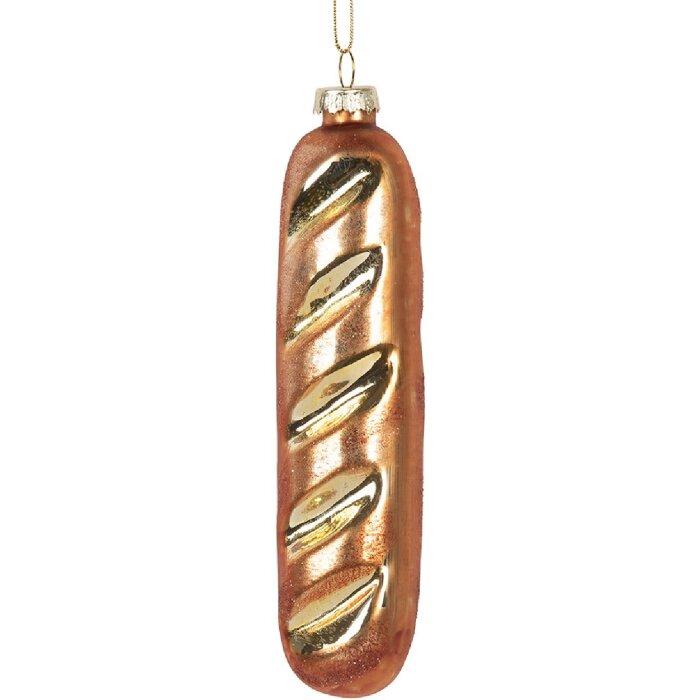 Clayre & Eef 6GL5233 Kerstornament 4x3x15 cm Bruin en Goudkleurig