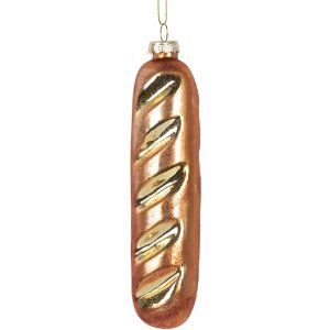 Clayre & Eef 6GL5233 Kerstornament 4x3x15 cm Bruin en Goudkleurig