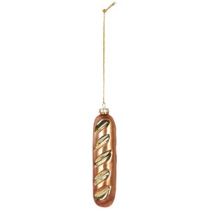 Clayre & Eef 6GL5233 Kerstornament 4x3x15 cm Bruin en Goudkleurig