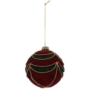 Clayre & Eef 6GL5234 Kerstbal Ø 8x8 cm Rood-Groen