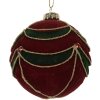 Clayre & Eef 6GL5234 Kerstbal Ø 8x8 cm Rood-Groen