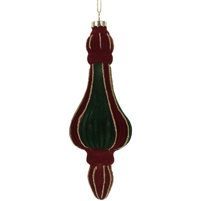 Clayre & Eef 6GL5235 Kerstbal Ø 6x17 cm Rood-Groen