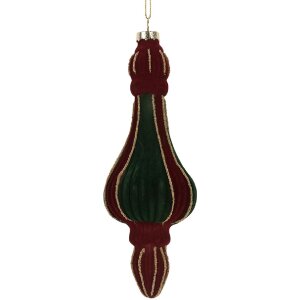 Clayre & Eef 6GL5235 Kerstbal Ø 6x17 cm Rood-Groen