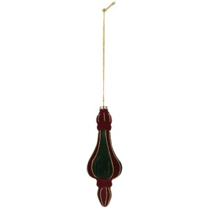 Clayre & Eef 6GL5235 Kerstbal Ø 6x17 cm Rood-Groen