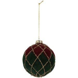 Clayre & Eef 6GL5237 Kerstbal Ø 10x10 cm rood-groen