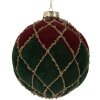 Clayre & Eef 6GL5237 Kerstbal Ø 10x10 cm rood-groen