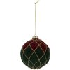 Clayre & Eef 6GL5237 Kerstbal Ø 10x10 cm rood-groen