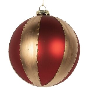 Clayre & Eef 6GL5244L Kerstbal Ø 12 cm Goudkleurig en Rood
