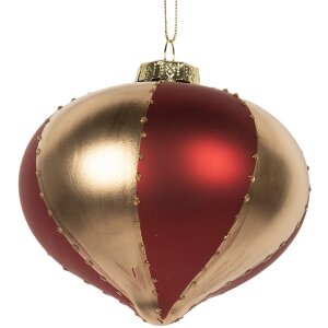 Clayre & Eef 6GL5245 Kerstbal Ø 10x10 cm Goud en Rood