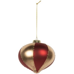 Clayre & Eef 6GL5245 Kerstbal Ø 10x10 cm Goud en Rood