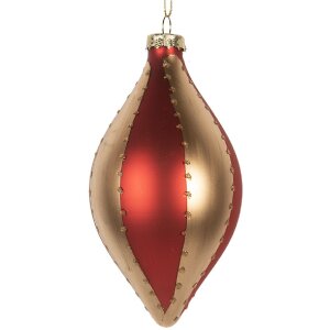 Clayre & Eef 6GL5246 Kerstbal Ø 8x15 cm goudkleurig rood