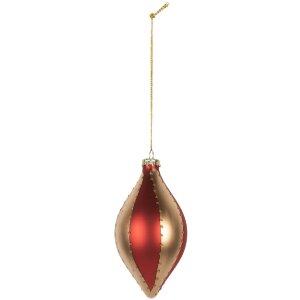 Clayre & Eef 6GL5246 Kerstbal Ø 8x15 cm goudkleurig rood