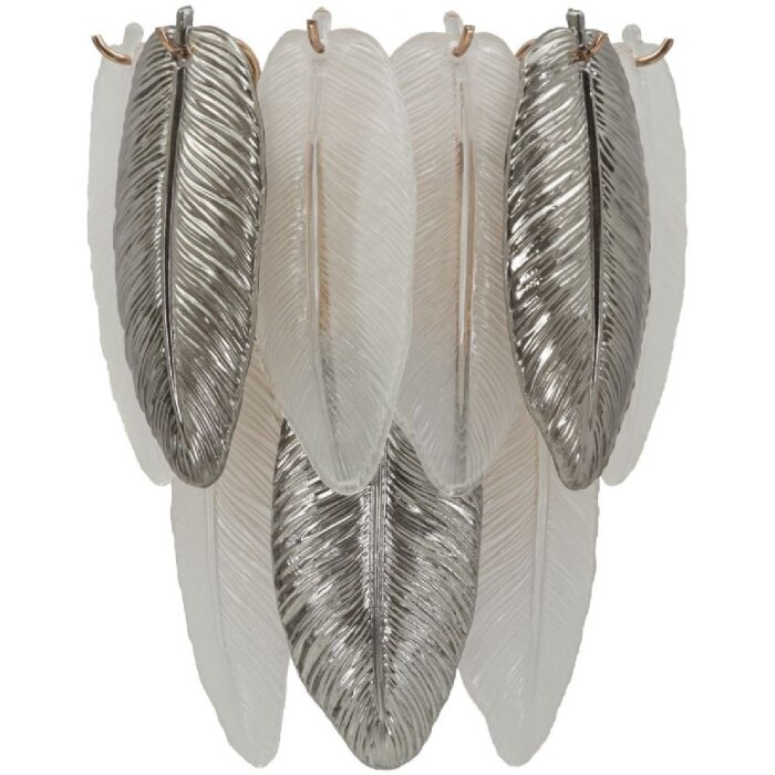 Mauro Ferretti Wandlamp Leafy Glas IJzer zilver wit 24x15x29 cm 3xE14
