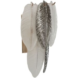 Mauro Ferretti Wandlamp Leafy Glas IJzer zilver wit...