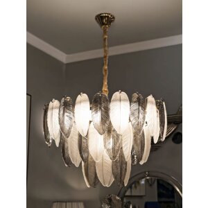 Mauro Ferretti Plafondlamp Leafy Multicolor Glas Ø 60x40-87 cm 9xE14