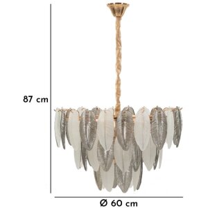 Mauro Ferretti Plafondlamp Leafy Multicolor Glas Ø 60x40-87 cm 9xE14