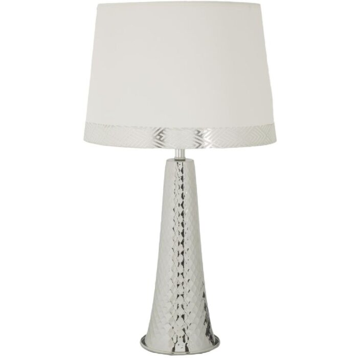 Mauro Ferretti Tafellamp Tower IJzer Stof zilver wit Ø 30x54 cm E27