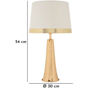 Mauro Ferretti Tafellamp Tower IJzer Stof goud wit Ø 30x54 cm E27