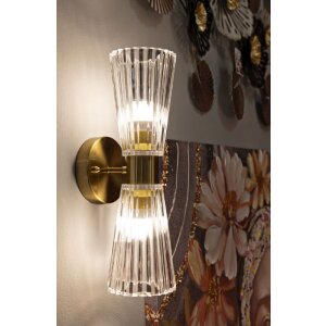 Mauro Ferretti Wandlamp Prague goud transparant 11x16x40 cm 2xE14