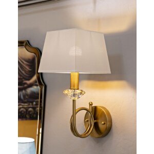 Mauro Ferretti Wandlamp Salzburg IJzer Glas Stof goud wit 18x24x40 cm E14