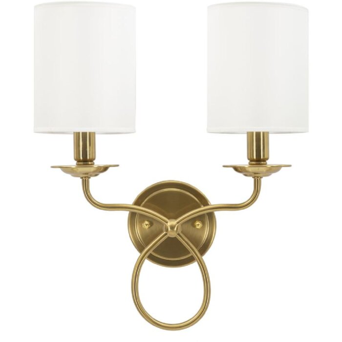 Mauro Ferretti Wandlamp Zagreb IJzer Stoff goud wit 35,5x17x43 cm 2xE14