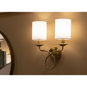 Mauro Ferretti Wandlamp Zagreb IJzer Stoff goud wit 35,5x17x43 cm 2xE14
