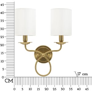 Mauro Ferretti Wandlamp Zagreb IJzer Stoff goud wit 35,5x17x43 cm 2xE14