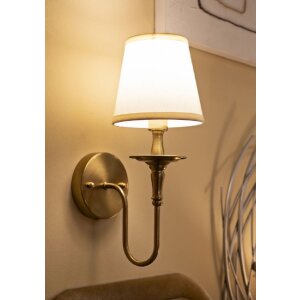Mauro Ferretti Wandlamp Bucharest Ijzer Stof Goud Wit 15x22x38 cm E14