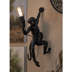 Mauro Ferretti Wandlamp Aap zwart 32x32x64 cm E27 zonder lichtbron