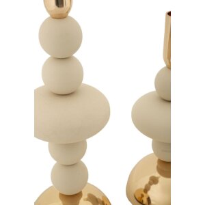 Mauro Ferretti Kandelaar Galaxy creme – 2-delige set Ø 10x22 cm en Ø 10x30 cm