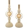 Mauro Ferretti Kandelaar Saturn crème – 2-delige set Ø 10x27/33 cm