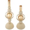 Mauro Ferretti Kandelaar Saturn crème – 2-delige set Ø 10x27/33 cm