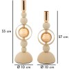 Mauro Ferretti Kandelaar Saturn crème – 2-delige set Ø 10x27/33 cm