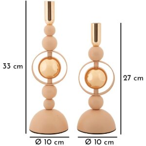 Mauro Ferretti Kandelaar Saturn rosa – 2-delige set Ø 10x27 cm & Ø 10x33 cm
