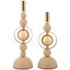 Mauro Ferretti Kandelaar Saturn rosa – 2-delige set Ø 10x27 cm & Ø 10x33 cm