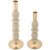 Mauro Ferretti Kandelaar Shuttle creme – 2-delige set Ø 10x25 cm en Ø 10x33,5 cm