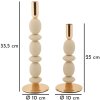 Mauro Ferretti Kandelaar Shuttle creme – 2-delige set Ø 10x25 cm en Ø 10x33,5 cm