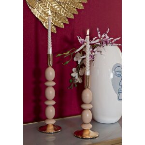 Mauro Ferretti Kandelaar Shuttle roze – 2-delige set Ø 10x25 cm en Ø 10x33,5 cm
