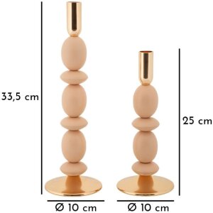 Mauro Ferretti Kandelaar Shuttle roze – 2-delige set Ø 10x25 cm en Ø 10x33,5 cm