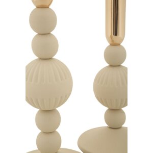 Mauro Ferretti Kandelaar Aster crème – 2-delige set Ø 10x20 cm en Ø 10x25,5 cm