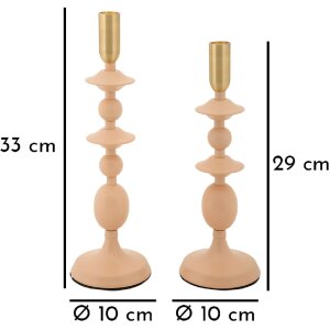 Mauro Ferretti Kandelaar Gemini rosa – 2-delige set Ø 10x29 cm & Ø 10x33 cm