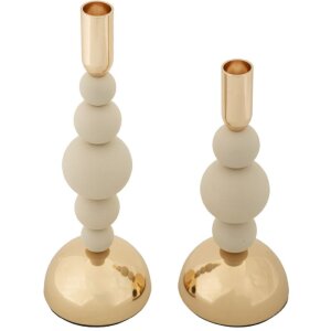 Mauro Ferretti Kandelaar Bolly creme – 2-delige set...
