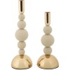 Mauro Ferretti Kandelaar Bolly creme – 2-delige set Ø 10x24 cm & Ø 10x29,5 cm