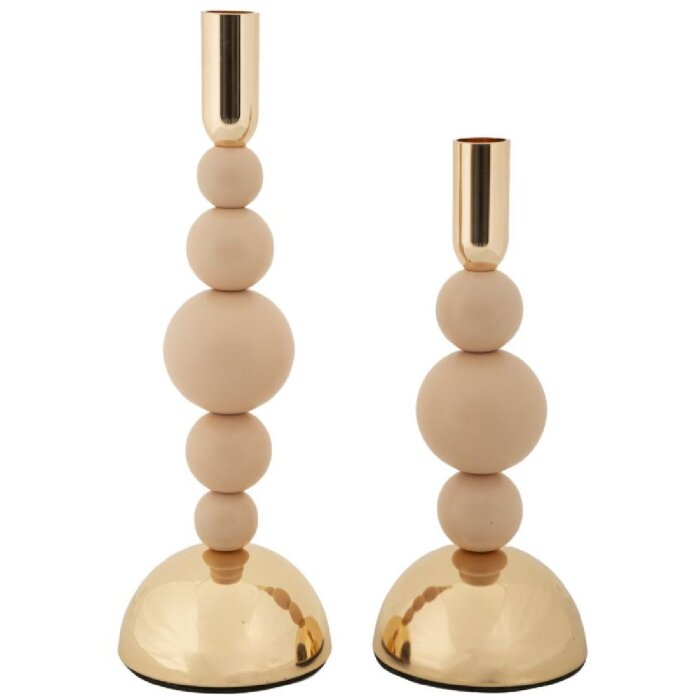 Mauro Ferretti Kandelaar Bolly rosa – 2-delige set Ø 10x24 cm en Ø 10x29,5 cm