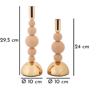 Mauro Ferretti Kandelaar Bolly rosa – 2-delige set Ø 10x24 cm en Ø 10x29,5 cm