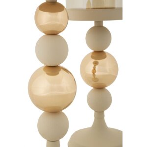 Mauro Ferretti Kandelaar Glassy creme – 2-delige set Ø 10x32 cm & Ø 10x36 cm