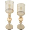 Mauro Ferretti Kandelaar Glassy creme – 2-delige set Ø 10x32 cm & Ø 10x36 cm