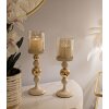 Mauro Ferretti Kandelaar Glassy creme – 2-delige set Ø 10x32 cm & Ø 10x36 cm
